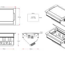 Boardroom Table Box - 2 x GPO + 3 x Data Provision