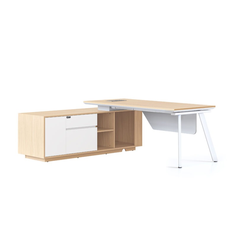 Casa Executive Workstation - Left with white eternity leg