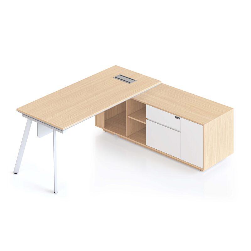 Casa Executive Workstation - Right with white eternity leg