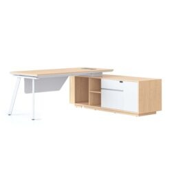 Casa Executive Workstation - Right with white eternity leg