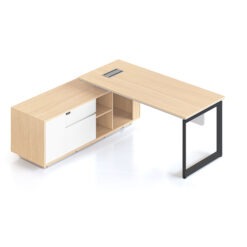 Casa Executive Workstation - Left with black loop leg