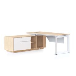 Casa Executive Workstation - Left with white loop leg