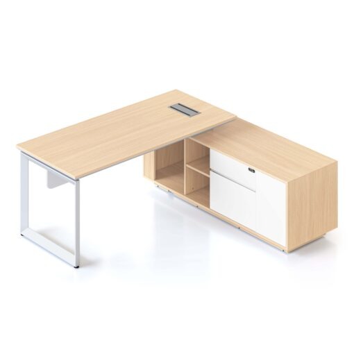 Casa Executive Workstation - Right with white loop leg