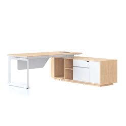 Casa Executive Workstation - Right with white loop leg