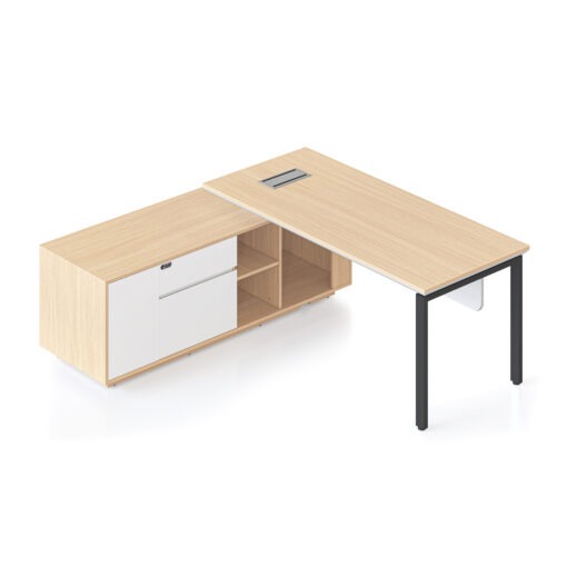 Casa Executive Workstation - Left with black profile leg