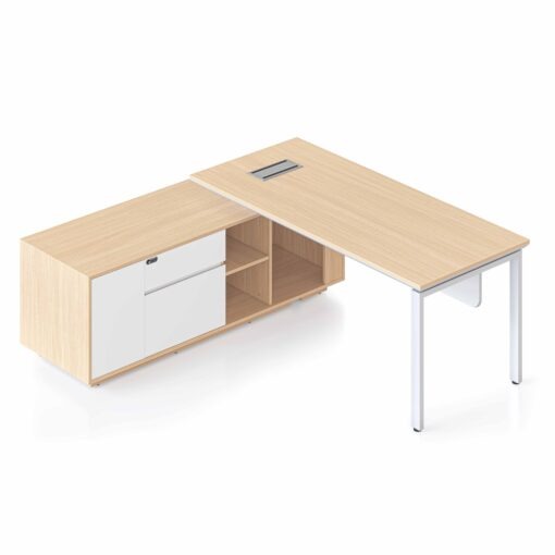Casa Executive Workstation - Left with white profile leg