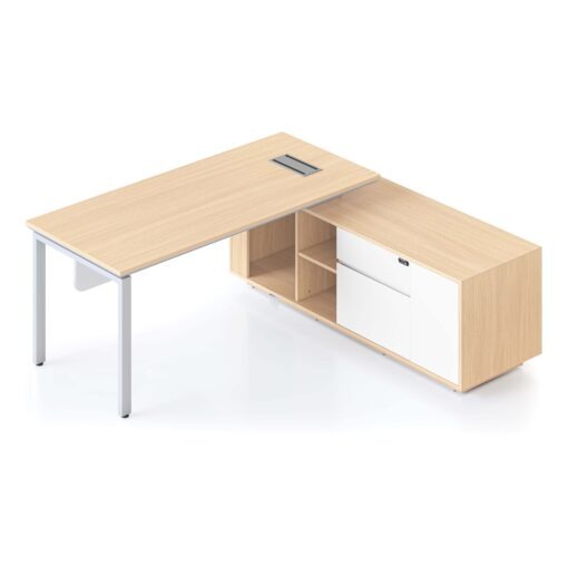 Casa Executive Workstation - Right with white profile leg