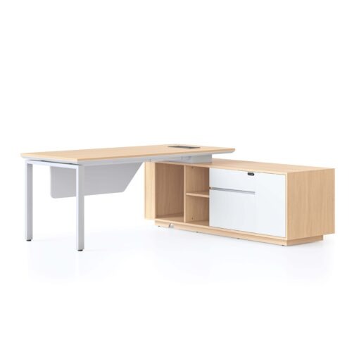 Casa Executive Workstation - Right with white profile leg